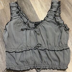 Dry Goods Black and White Ruffle Top